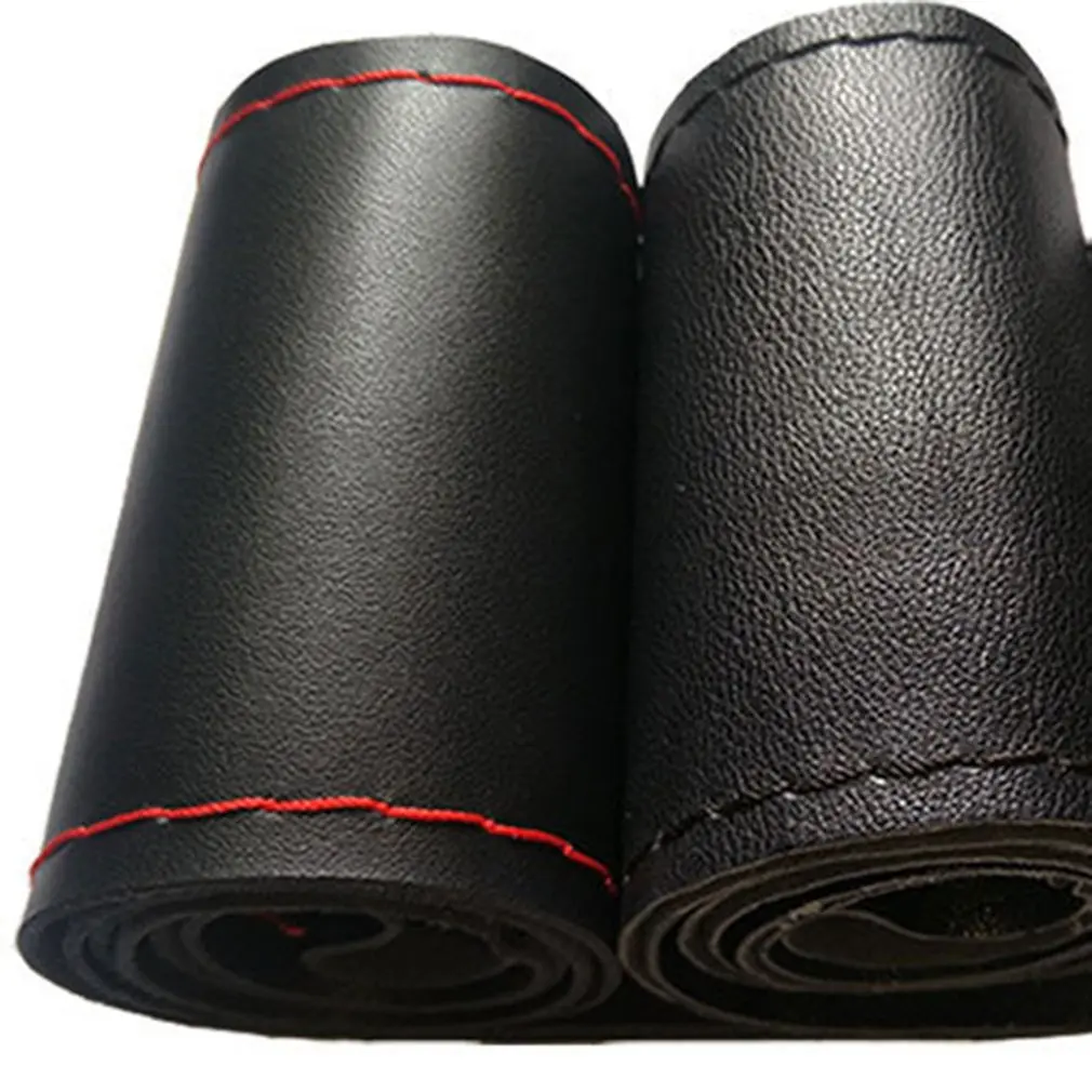 

Car Hand Sewing Steering Wheel Cover Microfiber Leather Cover Handlebar Set