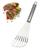 stainless steel fish spatula metal blade with wooden handle fish tuner utensils for kitchen cooking tool