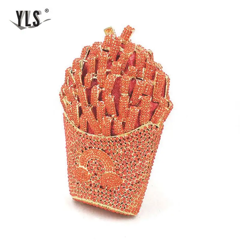 Orange YLS дизайнерский клатч с чипсами картофеля фри, женская вечерняя сумочка с кристаллами, Модный Роскошный кошелек со стразами, дамская сумочка для свадебной вечеринки - Цвет: Orange
