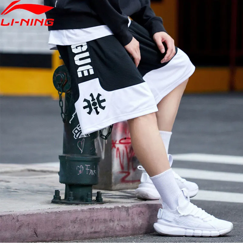 Мужские шорты для баскетбола Li Ning свободные дышащие из полиэстера с подкладкой