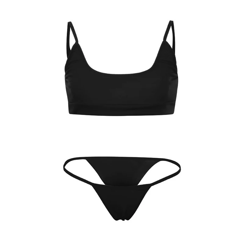 Новинка летний женский сексуальный комплект бикини модный однотонный купальник