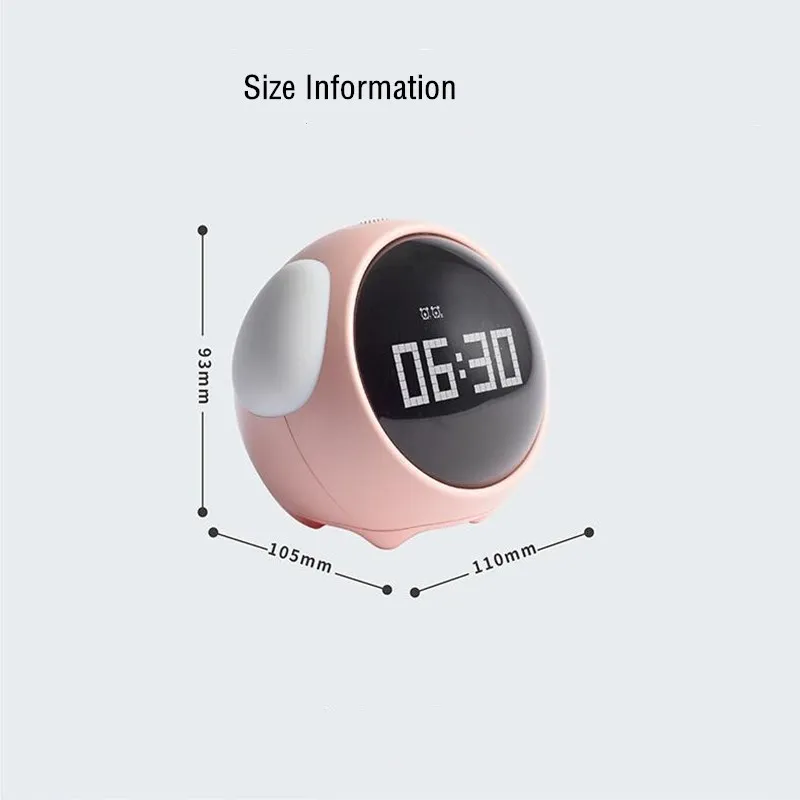 

Lovely Expression Pixel Digital Alarm Clock Voice Control Night Light Snooze Electronic Led Night Wake Up Light Kids Table Clock