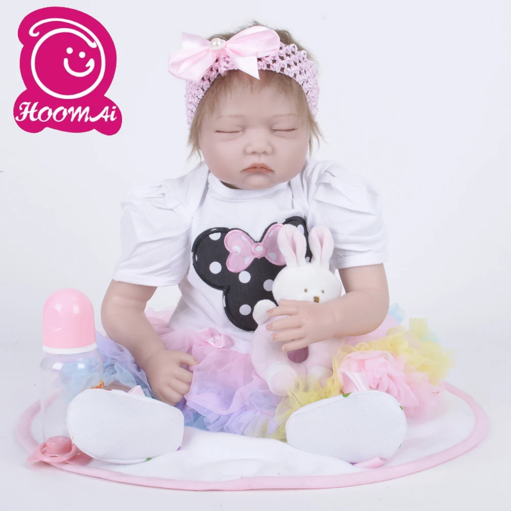 

22"55CM Lovely Baby Doll Cloth Body Soft Vinyl Realistic Sleeping Reborn Bebe Baby Dolls For Kid Birthday Children's Day Gift