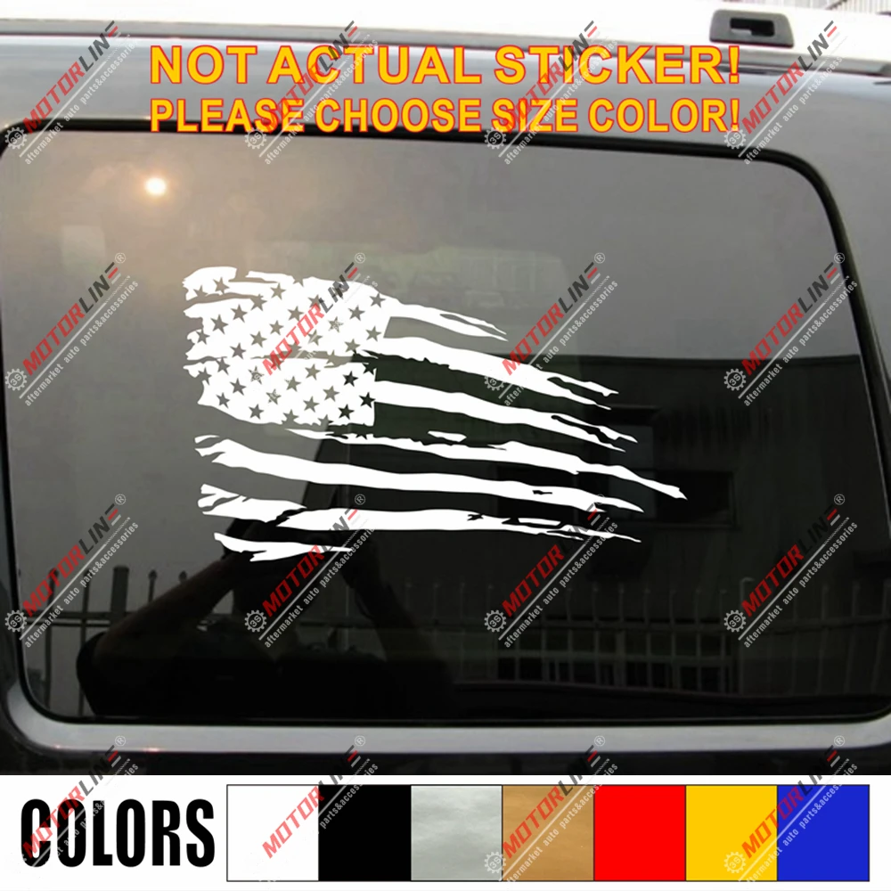 

USA American Flag Decal Sticker Car Vinyl pick size American no bkgrd distressed
