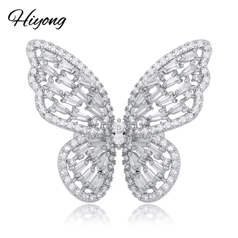 Открытые Регулируемые кольца Hiyong в стиле хип-хоп с инкрустацией из циркония