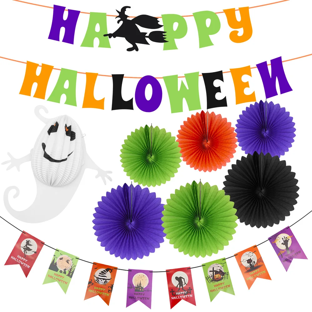 Вечерние воздушные шары Хэллоуин Декор набор висячие буквы призрак Круглая