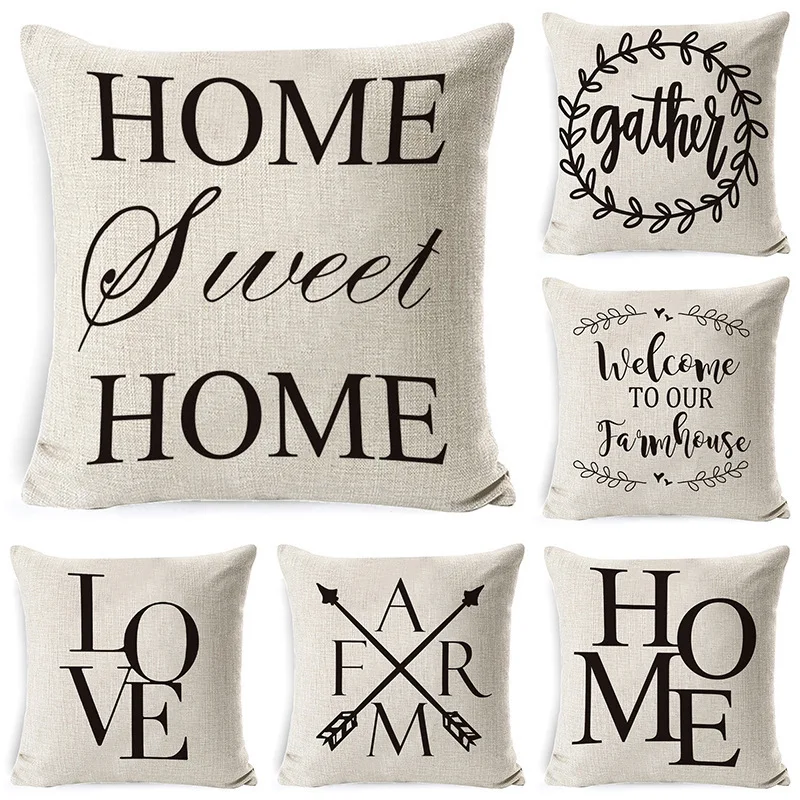 

Simple Nordic Style Linen Valentine's Day Pillow Cover Custom Letter Series Sofa Pillow Cover Home Decoration Cushion Cover