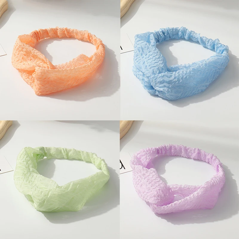 

Simple Elastic Hair Band Hair Accessories Pure Color Retro Cross Headbands For Women Girls Summer Bohemian Elastic Bandanas