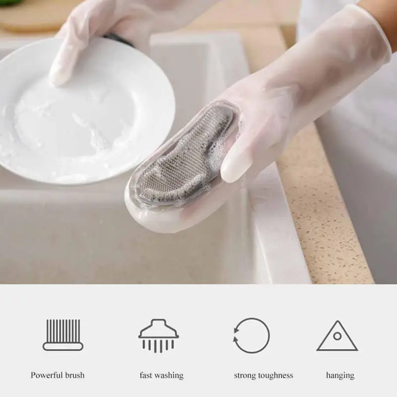 1 пара волшебные перчатки силиконовые посудомоечный скребок губка для мытья