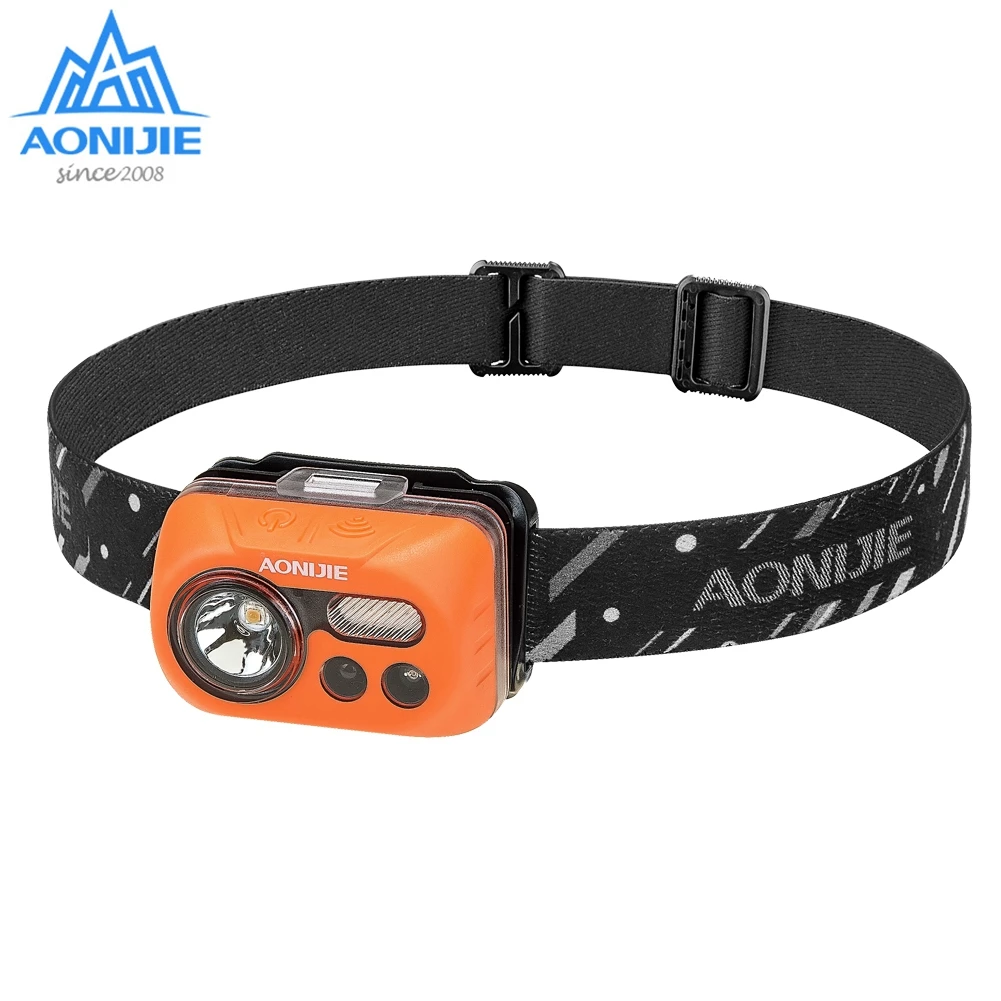 

Водонепроницаемый легкий налобный фонарь AONIJIE, чувствисветильник светодиодный налобный фонарь, фонарь с датчиком света E4031 для бега, кемпинга, Hikin