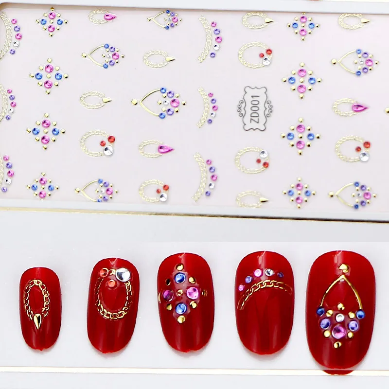 Модные Красочные зимние стильные 3D наклейки Стразы для ногтей 24 дизайна