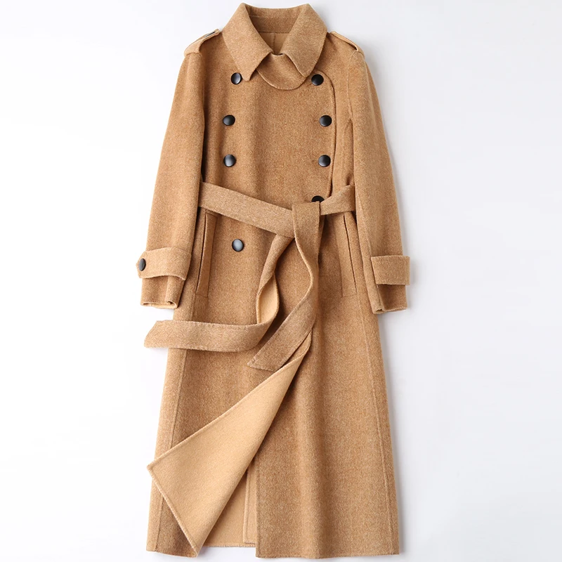 Зимняя женская куртка 100% шерстяное пальто женское осенне-весеннее двубортное