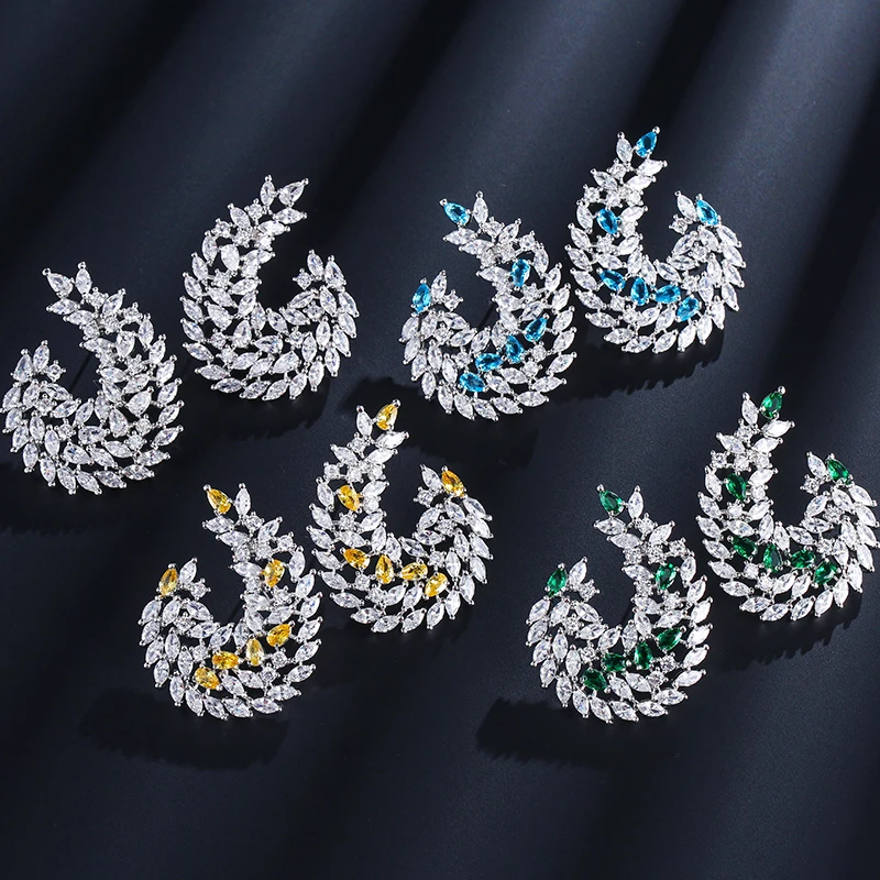 RAKOL роскошный дизайн синего и желтого цвета Цвет кубический цирконий серьги со