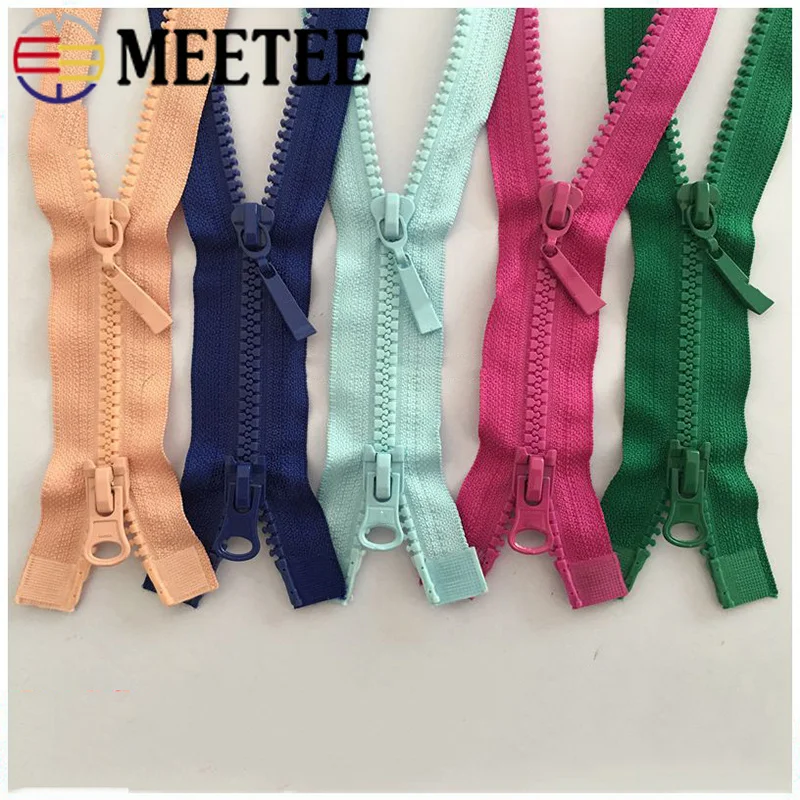 Meetee 5/10 шт. 80 см 5 # разноцветная резиновая двойная молния с открытым хвостом Сделай