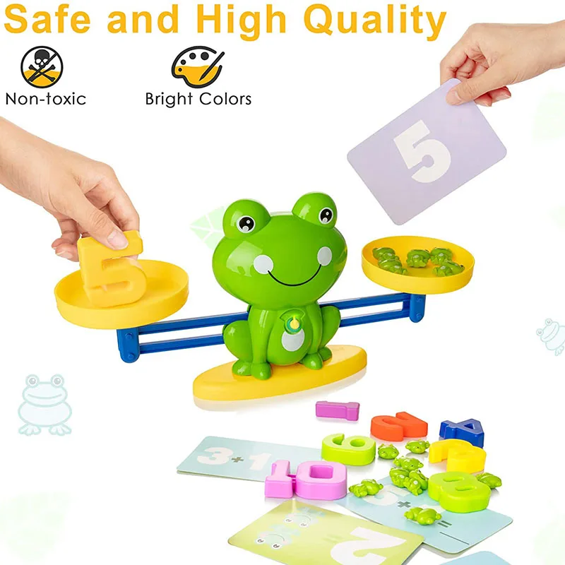 

63PCS Math Counting Balance Toy, Frog Kindergarten Educational Number Counting Toy, Fun Preschool Boys Girls Gift Age 3+