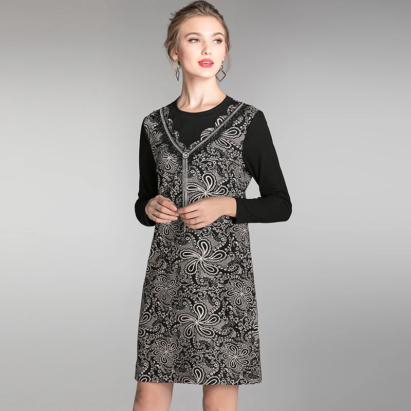 

Женское облегающее платье, осенне-зимнее платье в стиле пэчворк, Осень-зима