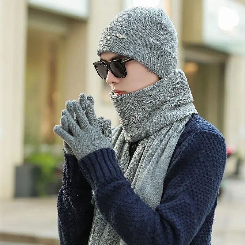 Теплый комплект из 3 предметов зимние шапки шарф перчатки для женщин и мужчин