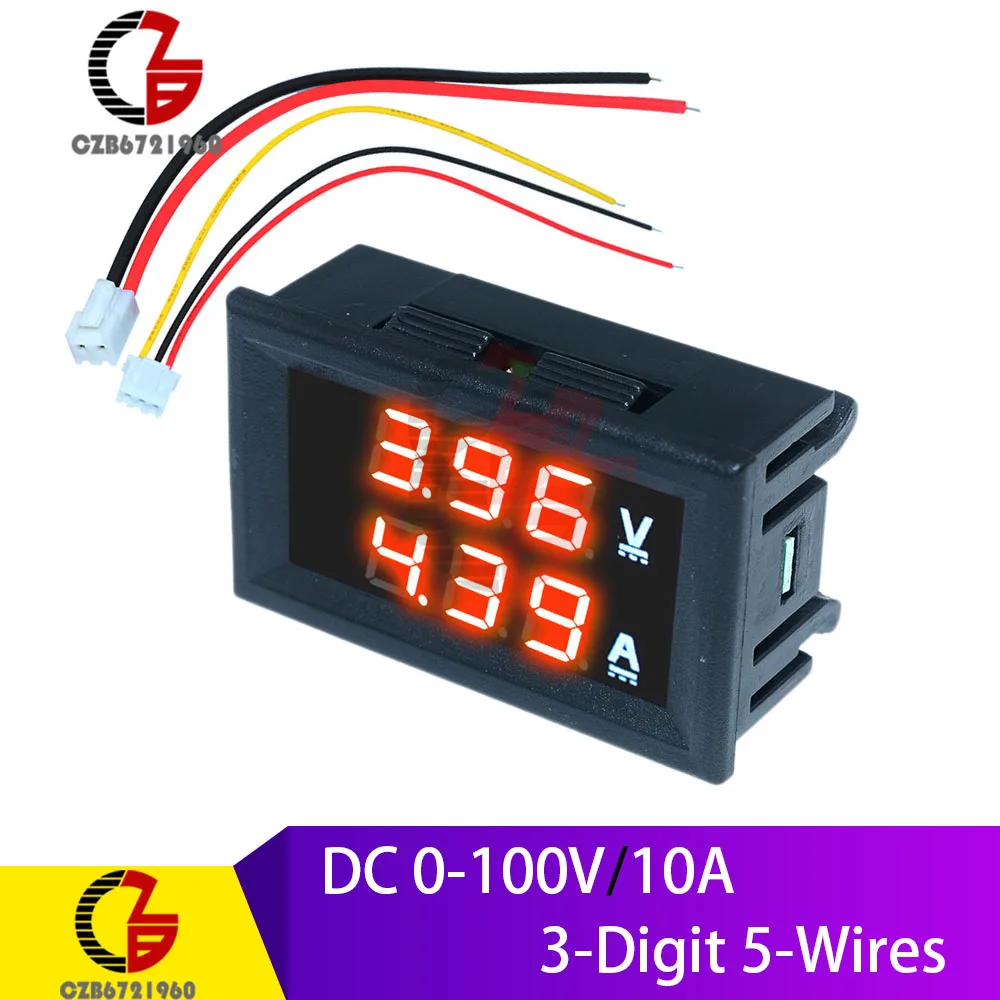 5 Wire Red-Red Высокая точность постоянного тока 100 в 10 А цифровой автомобильный Вольтметр Амперметр индикатор напряжения мотоцикла Тестер измеритель тока Замена USB Тестер 12 В - Цвет: 5 Wire Red-Red