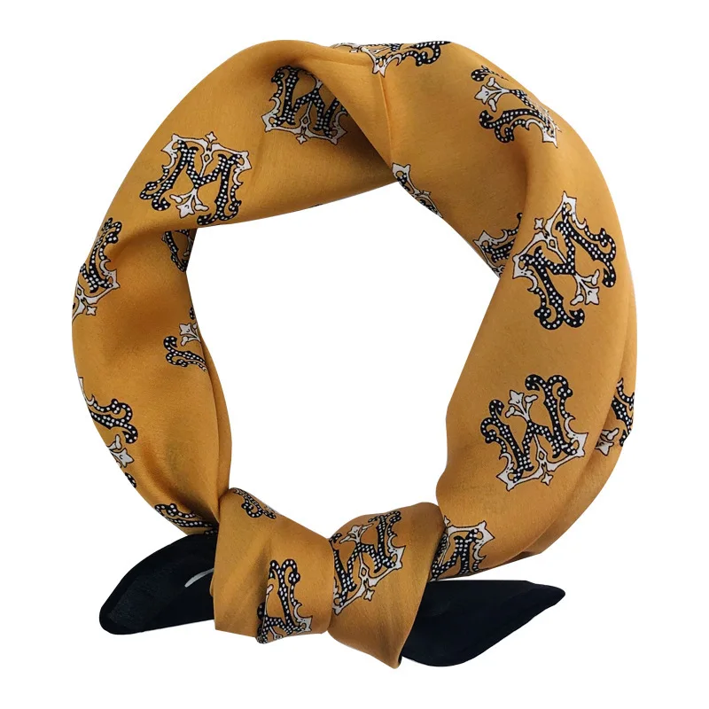 

2020 Brand 100% Mulberry Silk Scarf Women Pashmina Foulard Square Headband Fashion Neckerchief Scarves Bandana Hijab 53*53cm