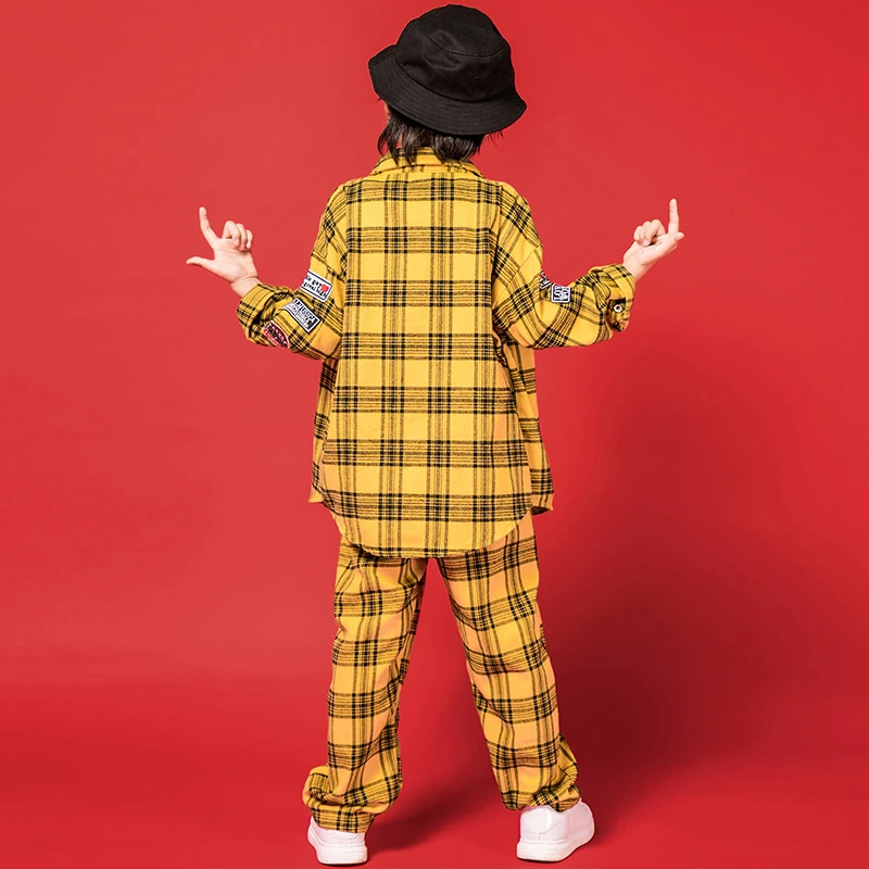

Children Hip Hop Dance Clothing Kids Plaid Shirt Pants For Girls Modern Jazz Dance Costume Ballroom Dancing Clothes Wear DQS2394