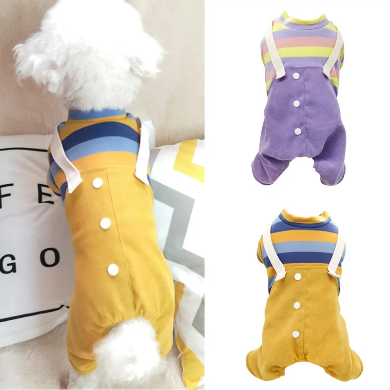 

Зимняя Вельветовая Одежда для собак, пальто для собак, толстовка с капюшоном, одежда для собак в полоску, мультяшная одежда для домашних жив...