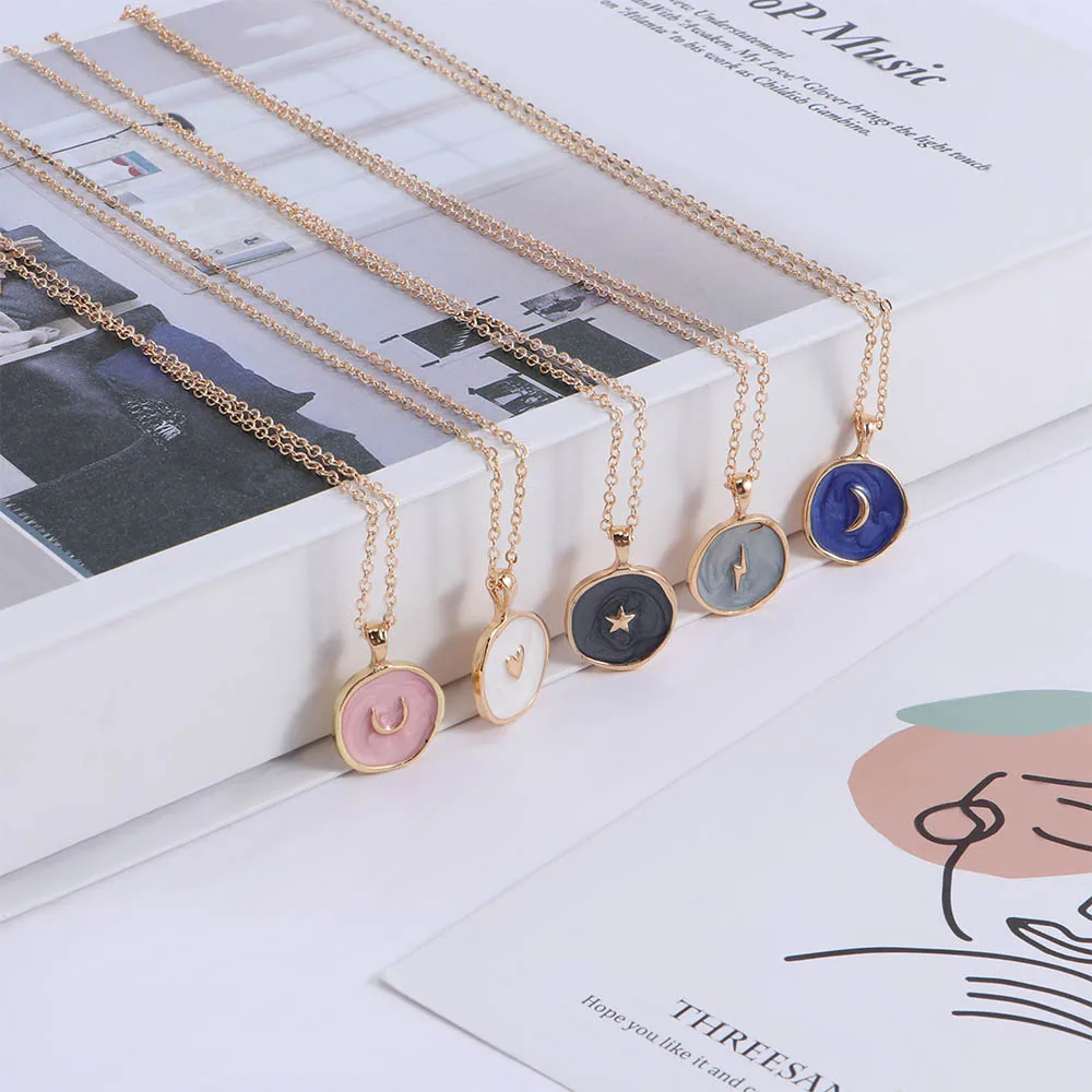 Женское ожерелье с подвеской в виде Луны звезды сердца|Подвески| |