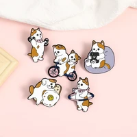 lamedee cartoon creative lovely cat brooches jewelry cute cat playing mobile entertainment modelling series pin badges gift