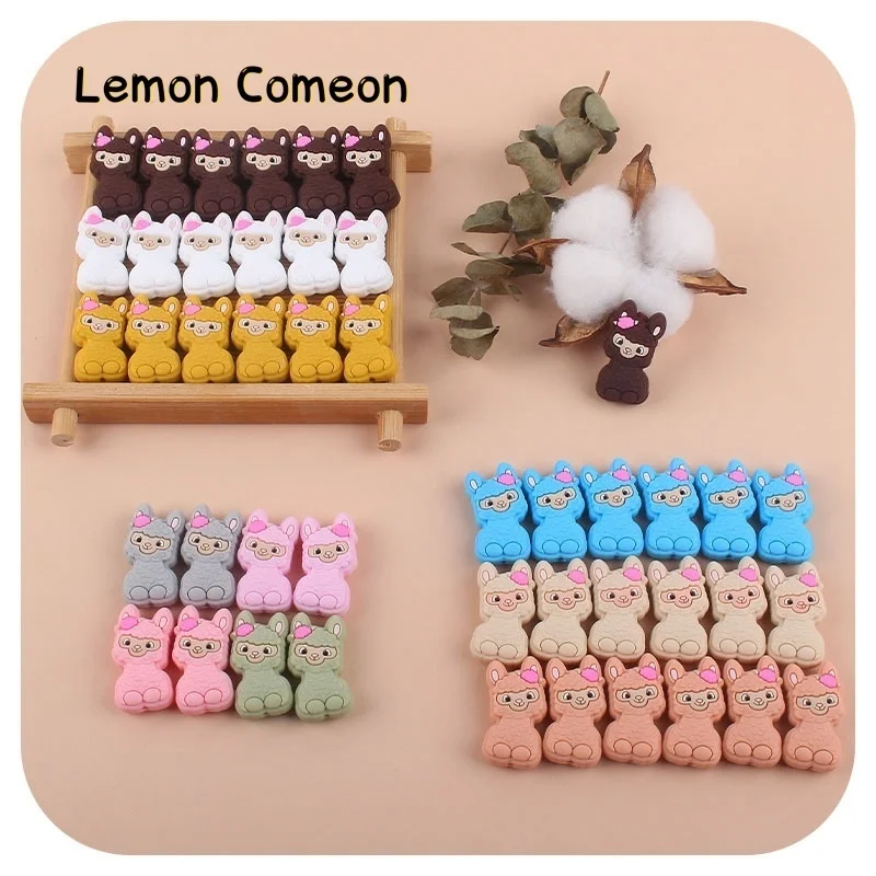 50PC Cartoon Sheep Silicone Beads Food Grade SIlicone Teething Accessories DIY Chewing Nursing Pacifier Chain Jewelry Animal Toy