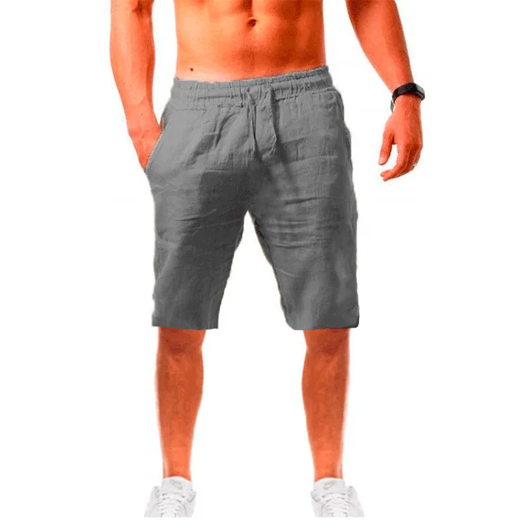 

2022 New Men's Cotton Linen Shorts Summer Casual Breathable Solid Color Linen Short Trousers Fitness Streetwear Shorts