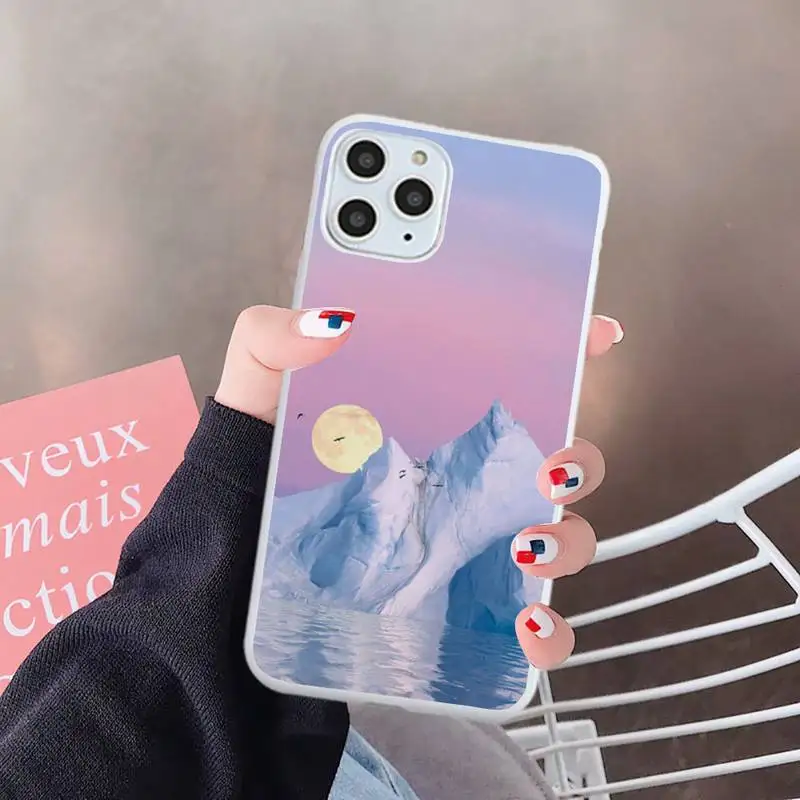 

Moon starry sky sun creative illustration Phone Case White Candy Color for iPhone 6 7 8 11 12 s mini pro X XS XR MAX Plus