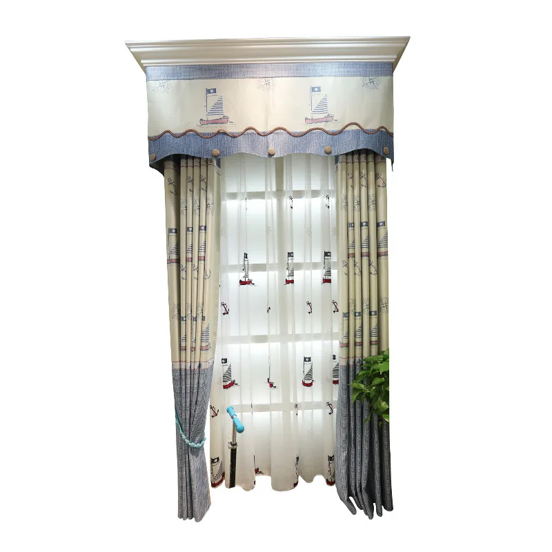 

Blue Cartoon Kids Curtains Print Shading Window Curtains For Living Dining Room Bedroom.