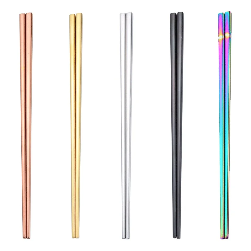 Квадратные палочки для еды 1 пара 23 см титановые золотые розовые суши Хаши