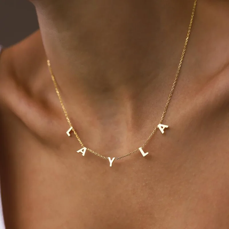

Dainty Initial 18K Gold Plate Necklace Letter Necklace Gold Letters Necklace Name Necklace Gold Multiple Letters Necklace