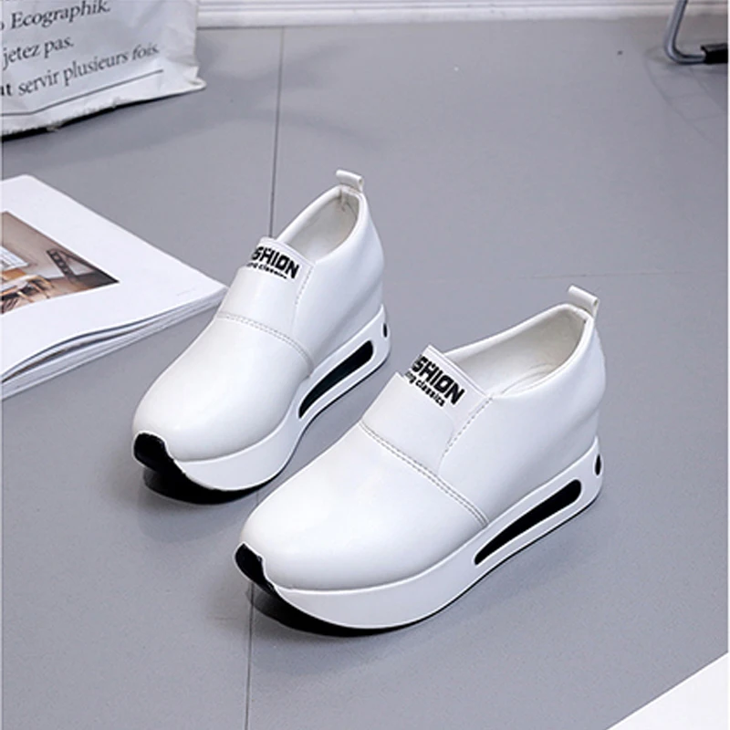 

Casual Platform Ladies Sport Sneakers Women's Shoes Fashion Casual Flock Slip-On Thick Sewing Wedges Shoes Chaussures Femme