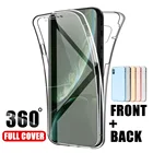 Полностью защищающие Чехлы 360 для IPhone 13 12 Mini 11 Pro XR XS Max, двойной силиконовый прозрачный мягкий чехол для IPhone 6S 7 8 Plus SE 2020