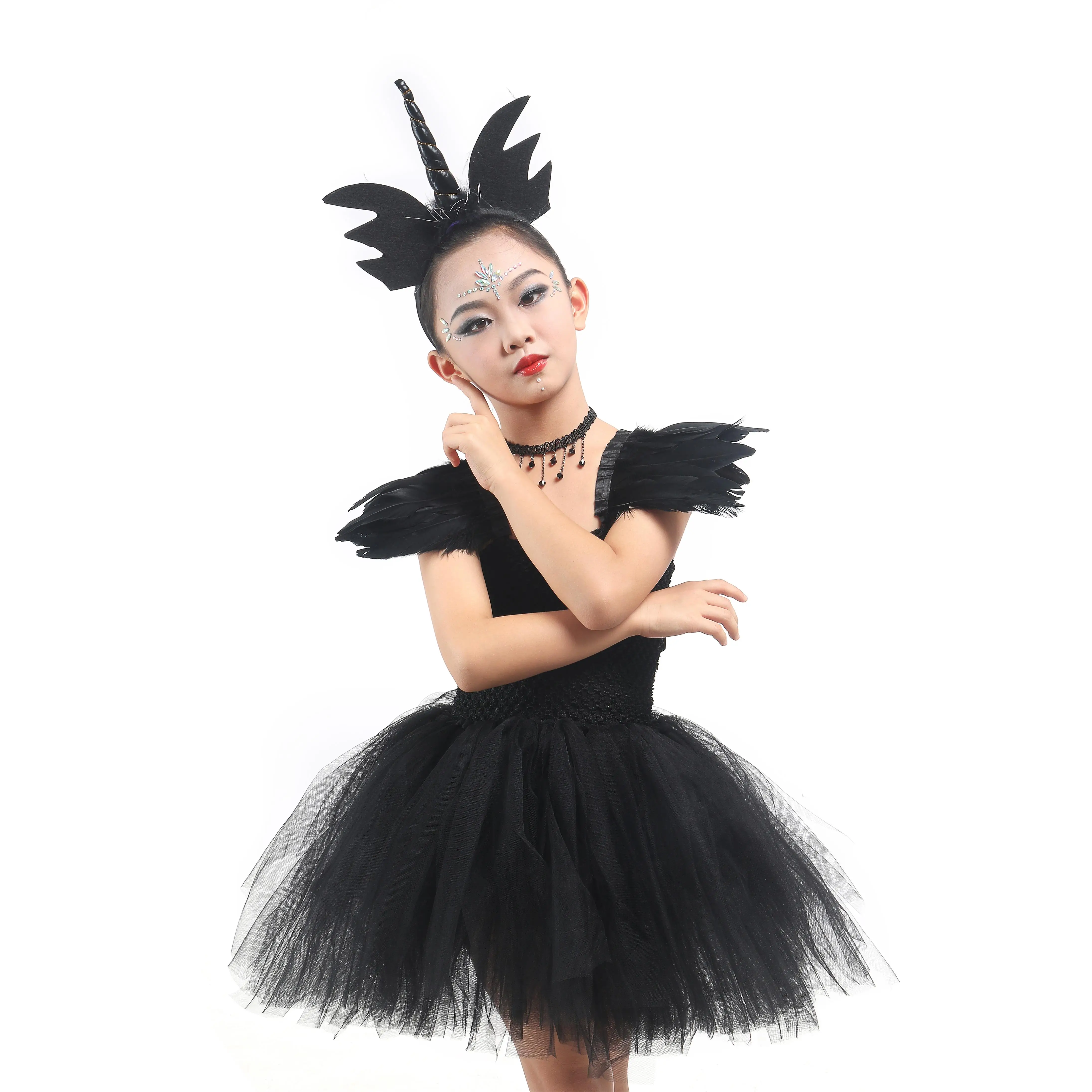 Костюм черного ангела для Хэллоуина вечеринки дня рождения девушки индийское