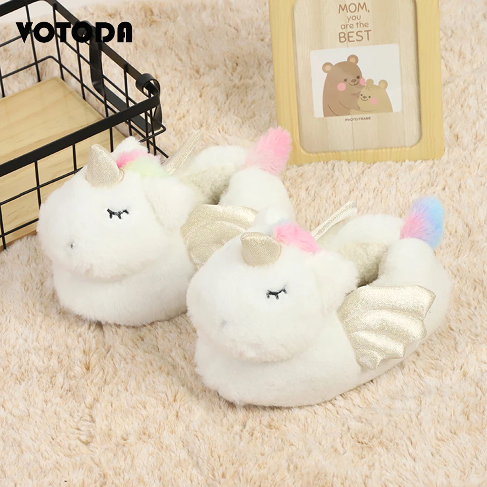 

Unicorn Slippers Women Cartoon Kigurumi Pajama Shoes Kids Shoes Winter Home Plush Slides Indoor Cute Anti-Slip Girls Boys Shoes