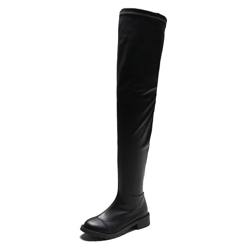 

Big Women's 2020 Winter New Round Head Flat Sleeve Over The Knee Boots Autumn Women Shoes Woman