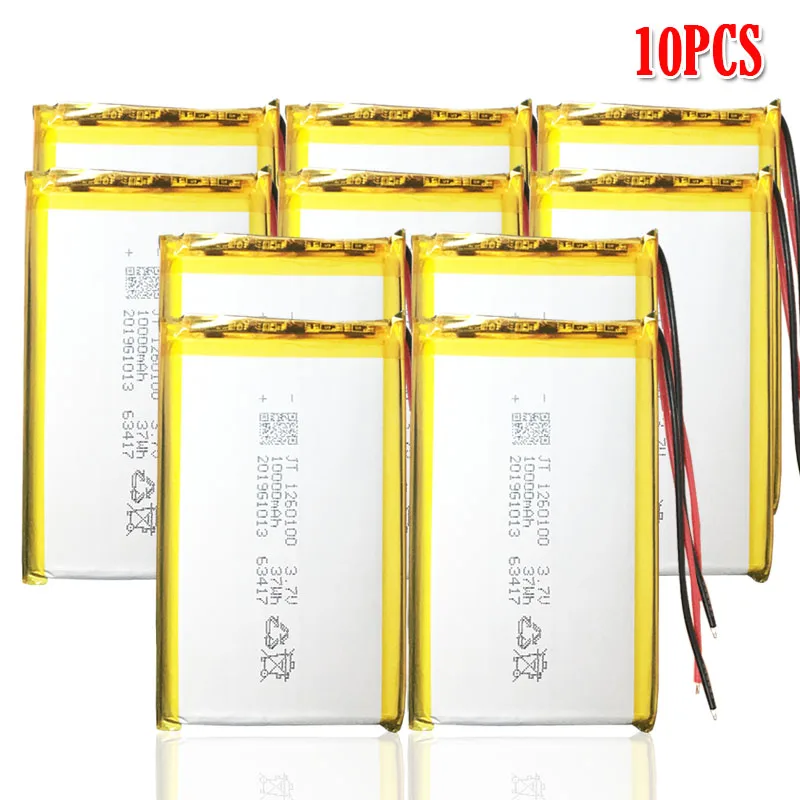 1260100 10000 мАч перезаряжаемая Lipo батарея для gps DVD настольная электронная книга камера КПК электрические игрушки литий-полимерная батарея - Цвет: 10pcs