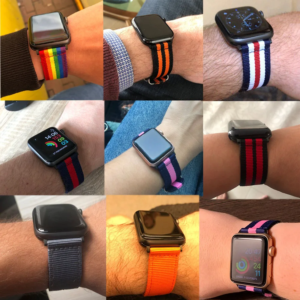 

Ремешок для часов iwatch Band 38 мм 40 мм, нейлоновый браслет в стиле НАТО для Apple Watch Series 5/43/2/1, 42 мм 44 мм