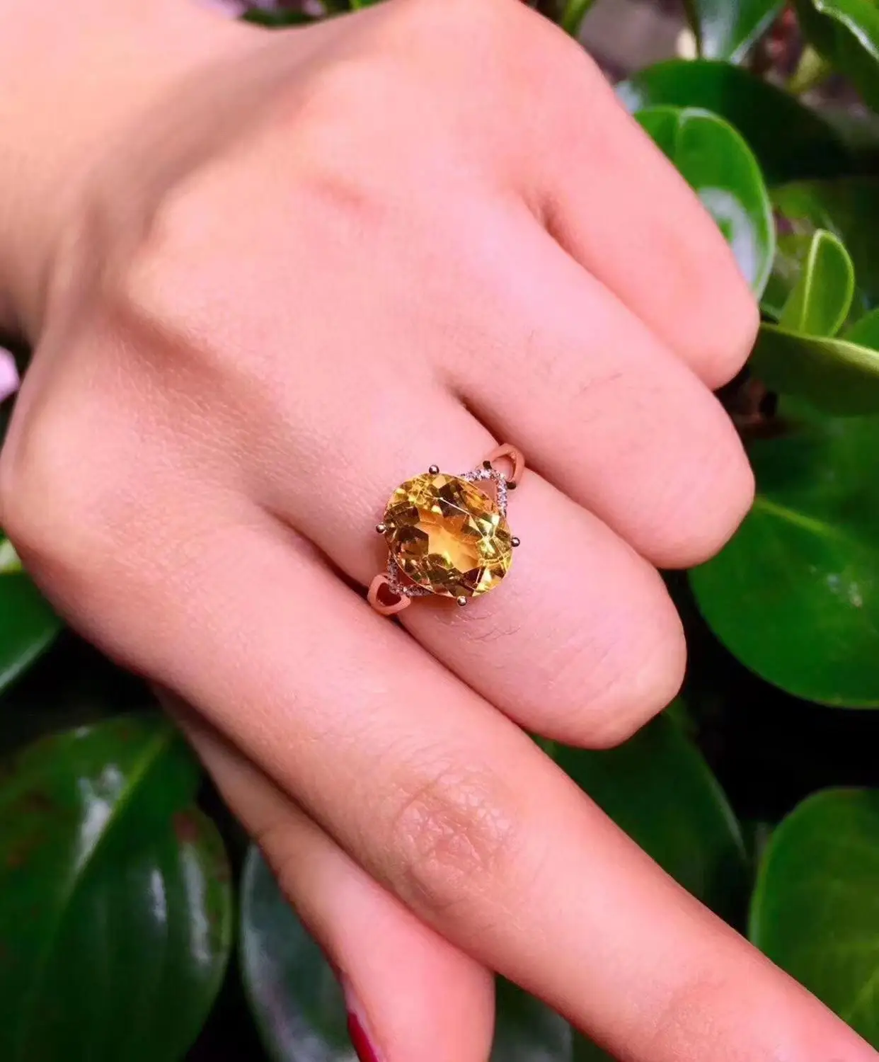 Y428 кольцо цитрин 18 К золото AU750 натуральный 3.6ct шикарные Бриллианты Женские