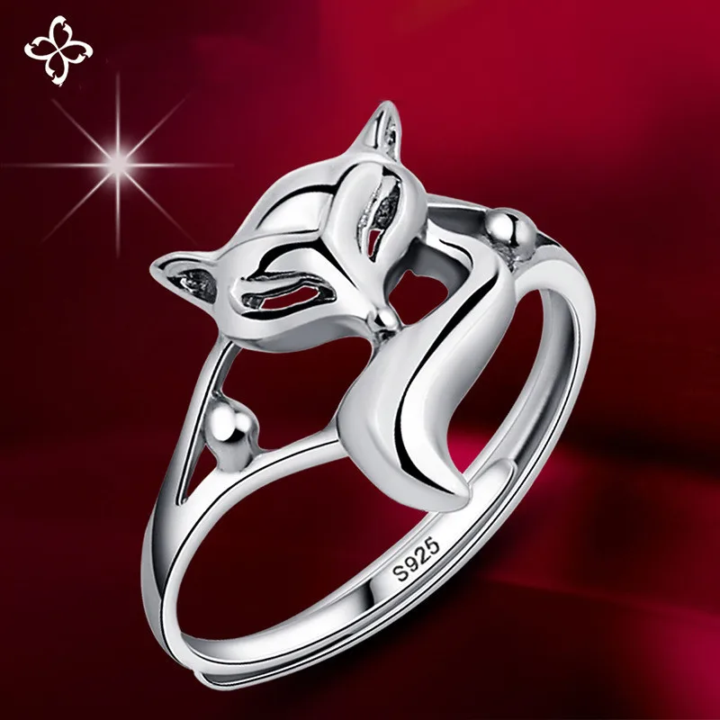 

High-quality Ladies Ring Sterling Silver Fox Ring Personality Open Fashion Ring 2021 Female Jewelry Ring Wedding Ladies Ring