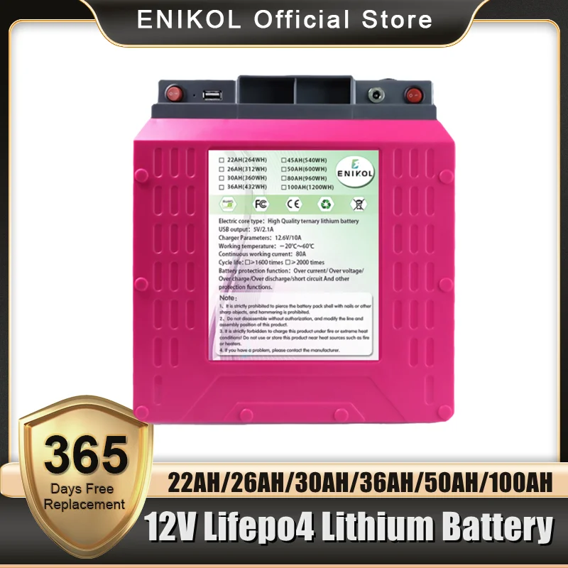 

12V 50Ah Lifepo4 Battery Pack 100Ah Waterproof Lithium Power Batteries for RV Campers Golf Cart Electric car for children