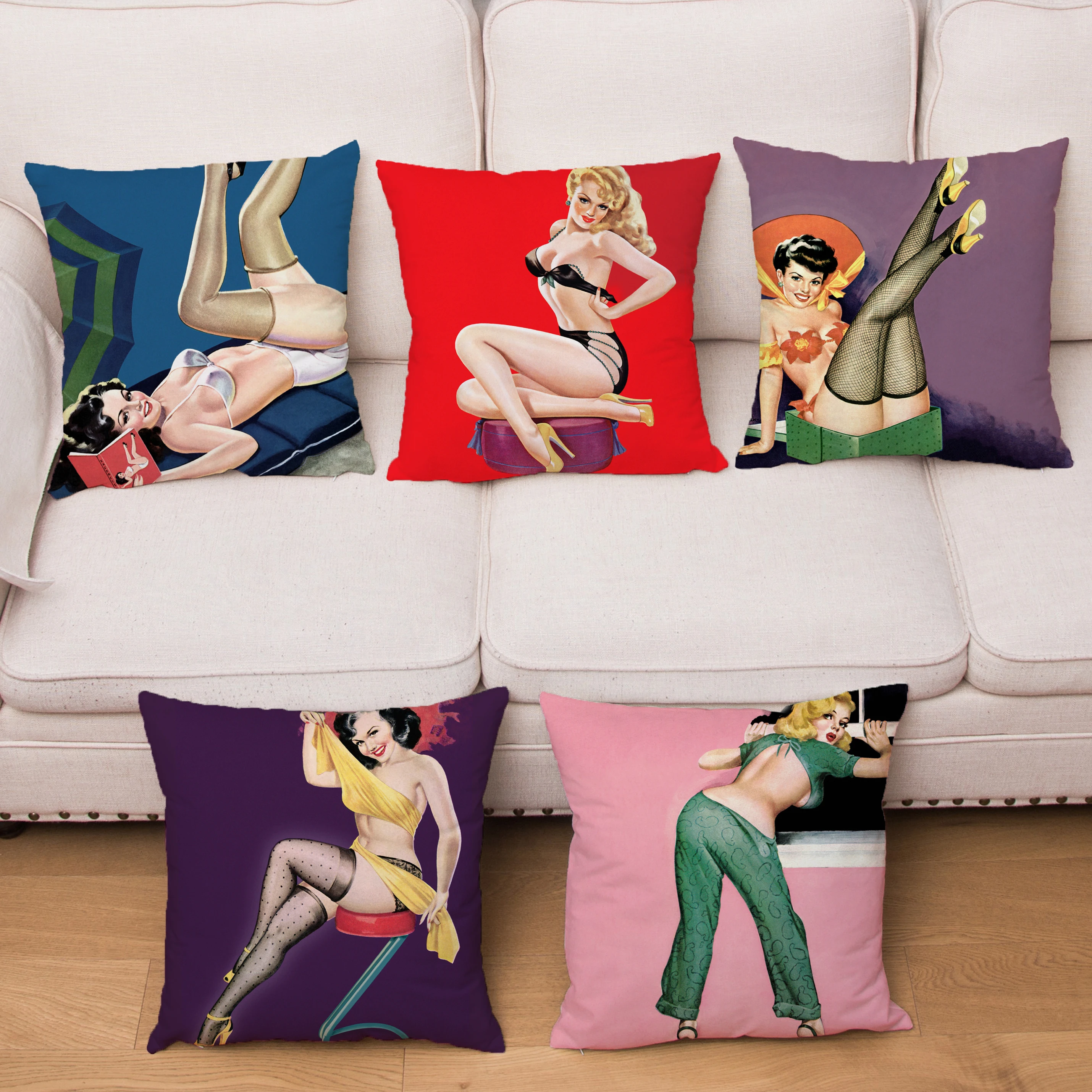 Vintage European Pillowcase Sexy Women Lady Cushion Cover Super Soft Short Plush Pillows Covers Car Sofa Home Decor Pillow Case | Дом и сад
