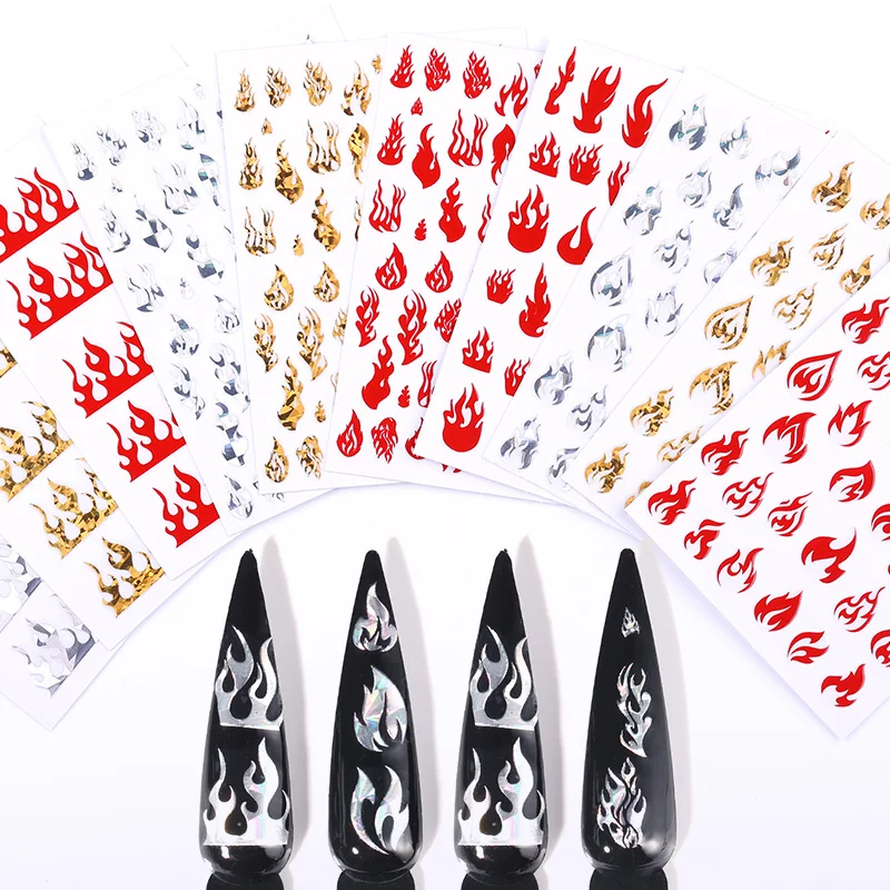 1 лист стикеров для ногтей цветные наклейки с разноцветными узорами 3D дизайна