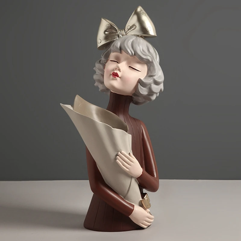 

White Resin Vase Flower Pot Nordic Style Cute Human Head Flower Pots Basket Pen Brushes Holder Home Decor