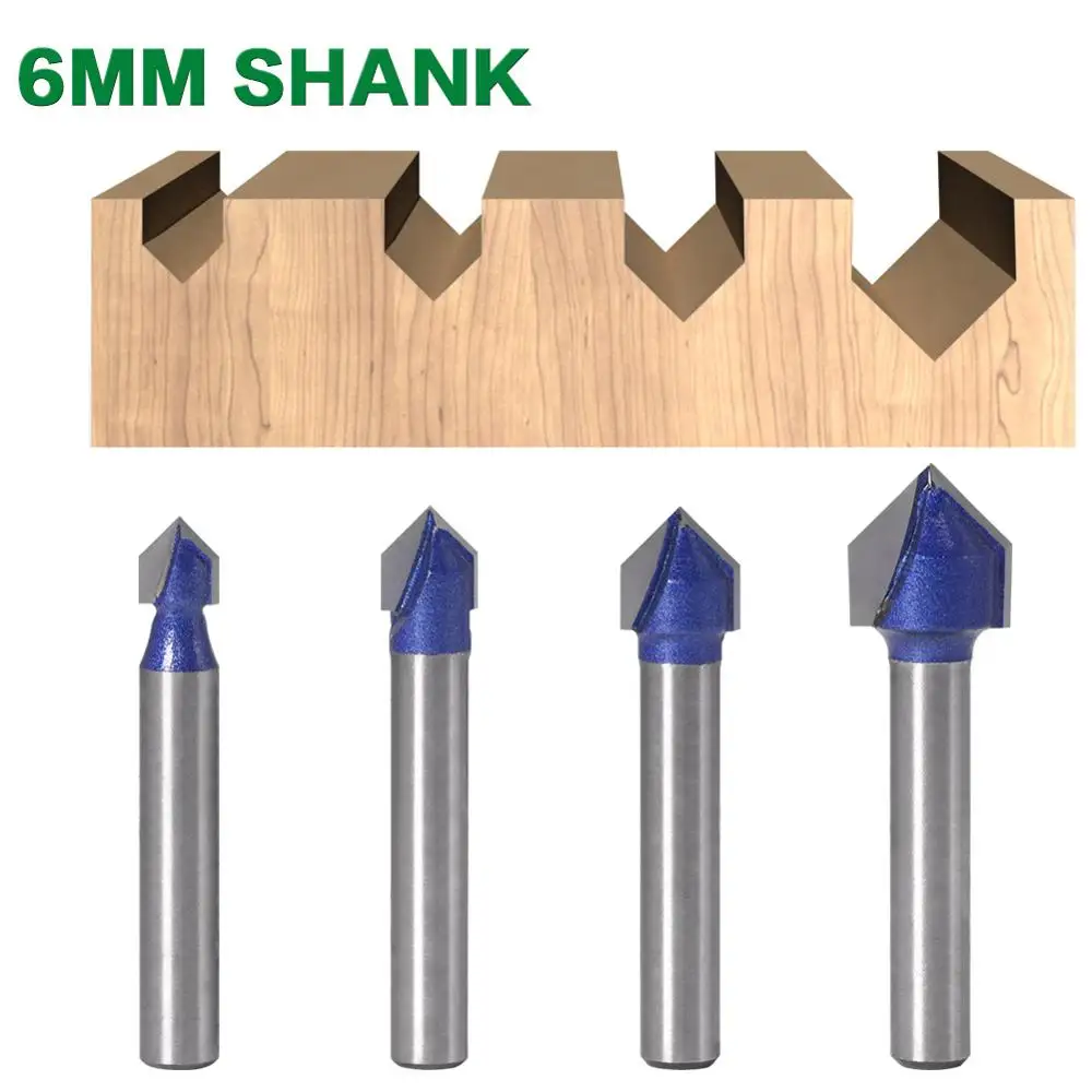 

6mm Shank Profes 90 Degree V Groove Bit 1/4″5/16″3/8″1/2″ CNC Engraving Solid Router Bit Carbide Milling Cutter Wood Drilling