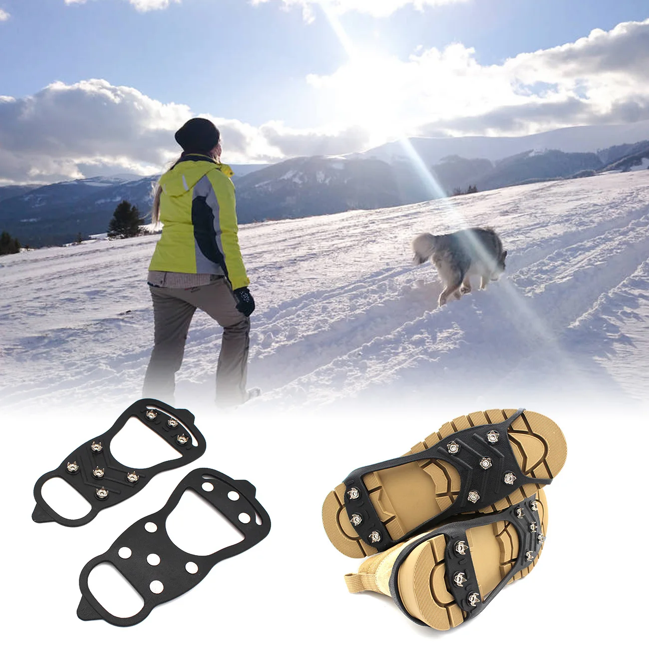 

2pcs 8 Tooth Crampon Non Slip Shoe Cover Ice Gripper Antiskid Snow Shoes Portable Climbing Shoe Studs Cleat Outdoor Accessories