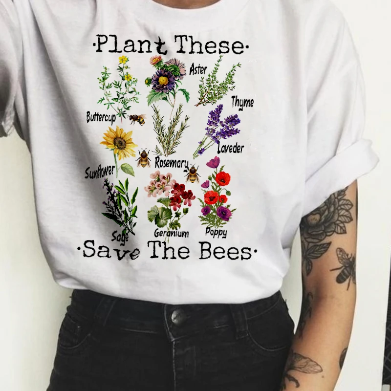 

FIXSYS New Plant Cactus Succulent Printing Men and Women Short-sleeved O-Neck Bottoming Shirt White T-shirt