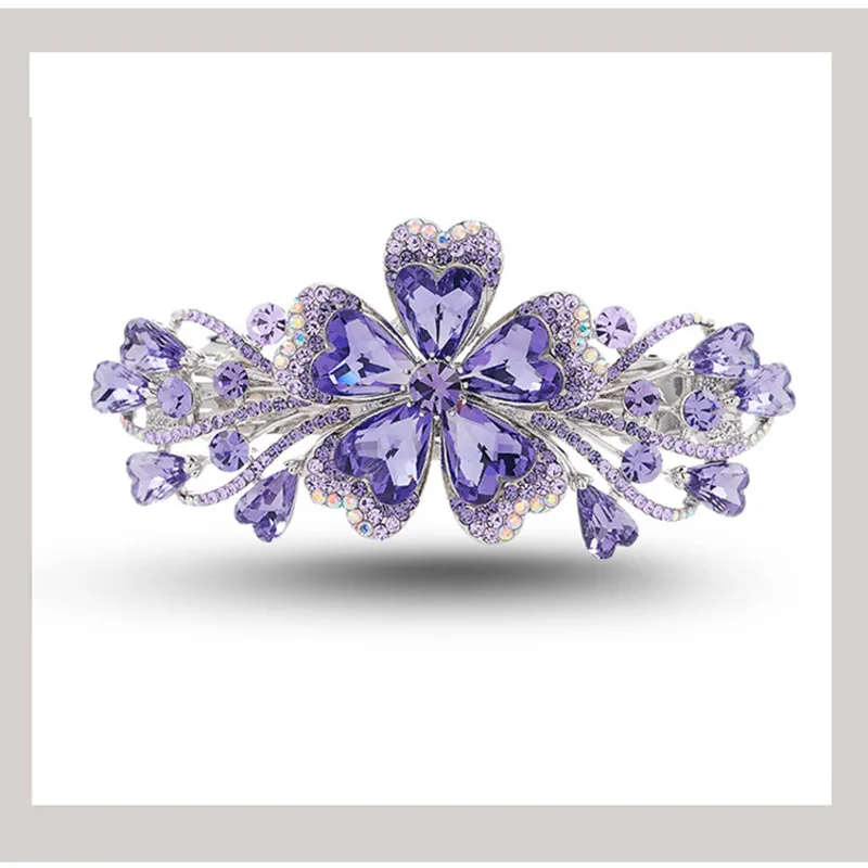 

New Korean Top Clip Elegant Hairpins Hairgrips Crystal Rhinestone Flower Barrettes Hair Clips For Women Girls Hair Accessories